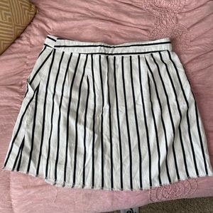 Urban Outfitters Black and White Striped Linen Wrap Skirt